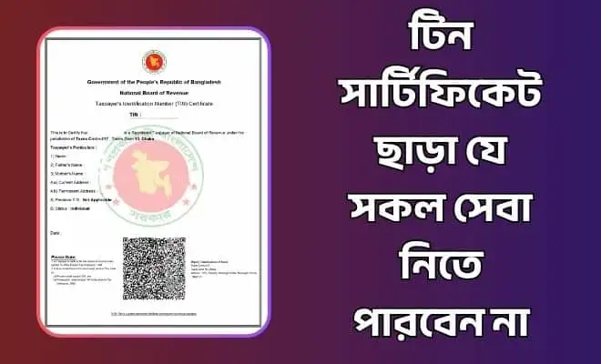 টিন সার্টিফিকেট ছাড়া যে সকল সেবা নিতে পারবেন না