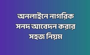 অনলাইনে নাগরিক সনদ আবেদন